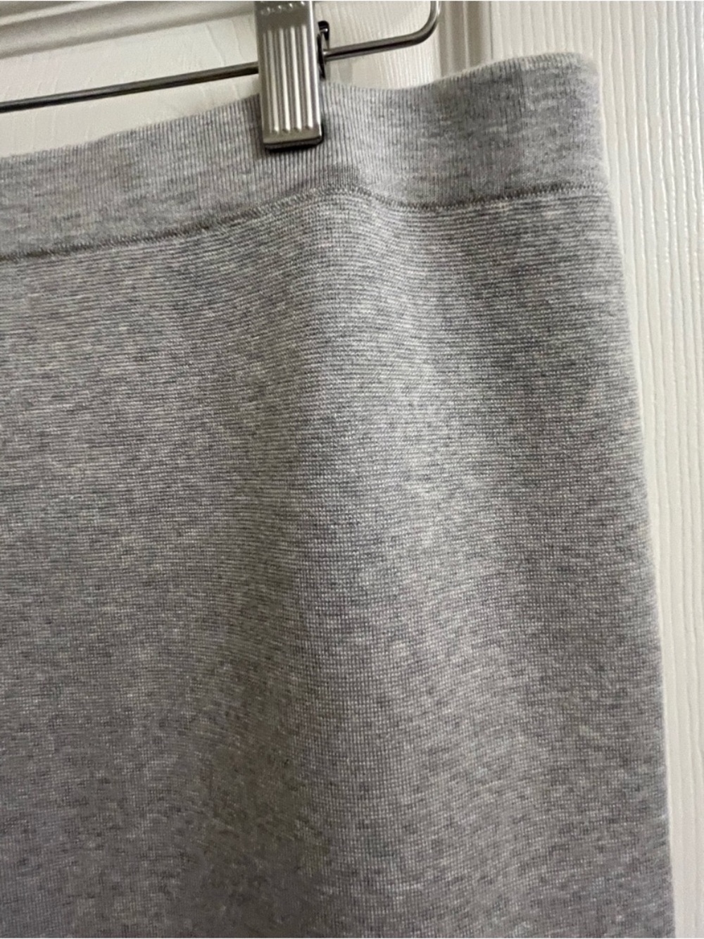 Sleek Light Gray Midi Pencil Skirt - Picture 2 of 4